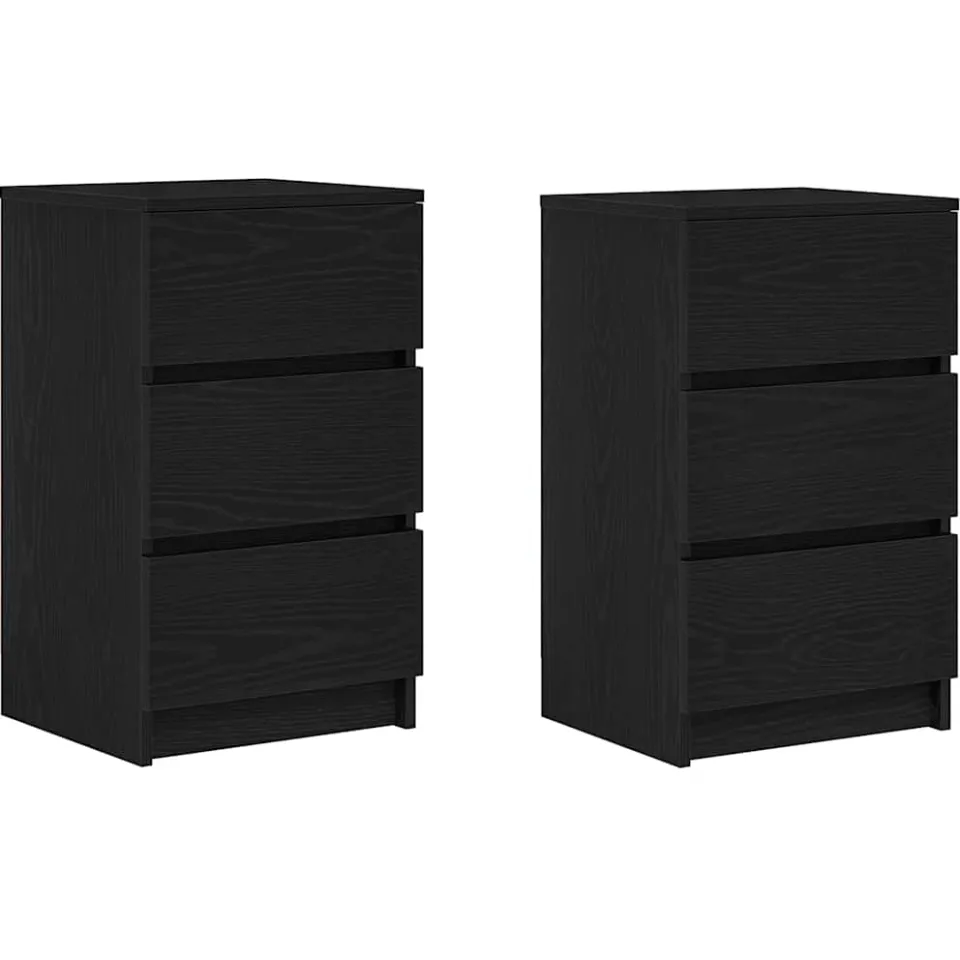 vidaXL Nachtkastjes met 3 lades 2 st 39x35x65 cm zwart