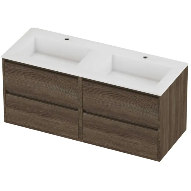 Proline Aristo Badmeubelset Polystone Elegant 4 Laden 120x46x54 cm Glans Wit Vital Oak Eiken