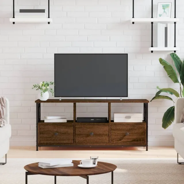 vidaXL Tv-meubel 102x33x45 cm bewerkt hout en ijzer bruin eikenkleur, foto 2