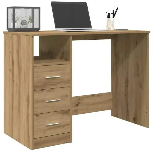 Saska bureau met 3 laden - eikenlook - 102 × 50 × 76 cm