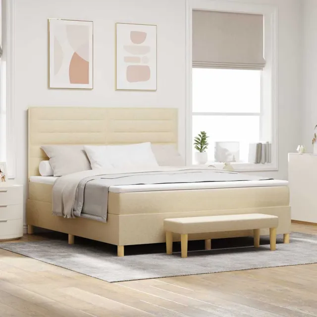vidaXL Boxspring bed met hoofdeinde Crème 200 x 180 cm Stof