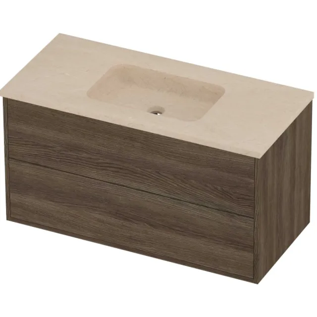 Proline Rollo Badmeubelset Hardsteen Elegant In Kader 100x46x54 cm Sand Stone Vital Oak Eiken