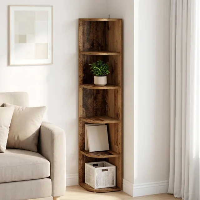 vidaXL Hoekrek 5-laags 25 x 31 x 131 cm Bewerkt hout Oud hout bruin, foto 2