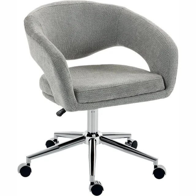 Lunpog Bureaustoel grijs van chenille stof, ergonomisch, hoogte aanpasbaar met gebogen rug