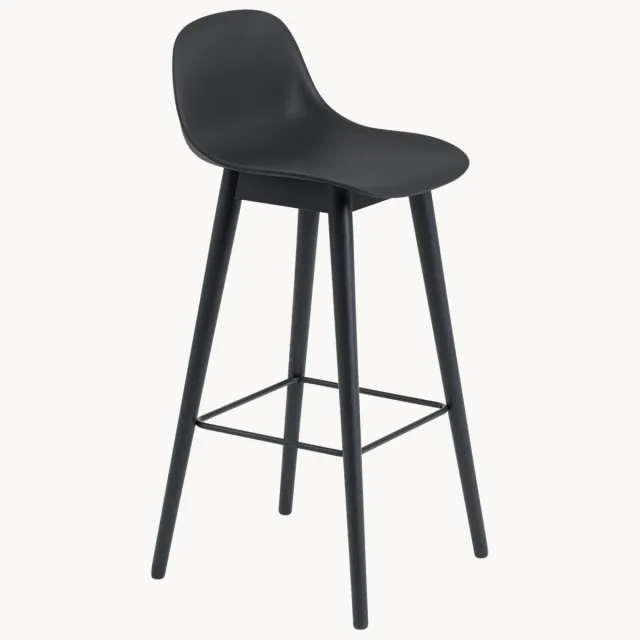 Muuto Houten barkruk Fiber Zwart