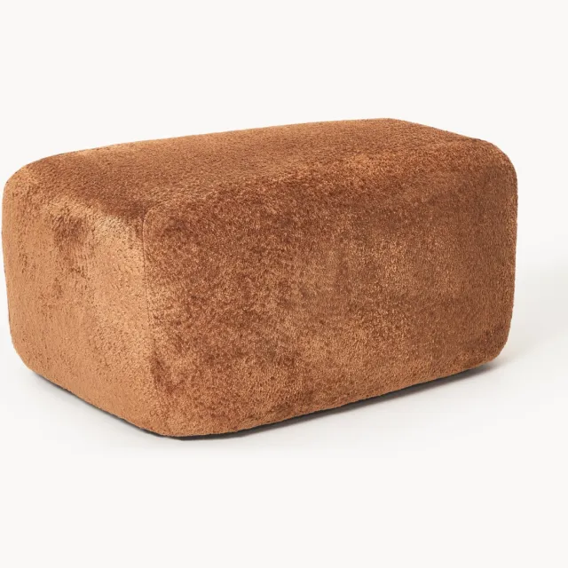 Westwing Collection Grote teddy bouclé ottoman Wolke terracotta