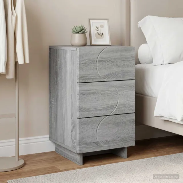 vidaXL Nachtkastje Grijs Sonoma 33,5 x 34,5 x 60 cm Bewerkt hout, foto 2