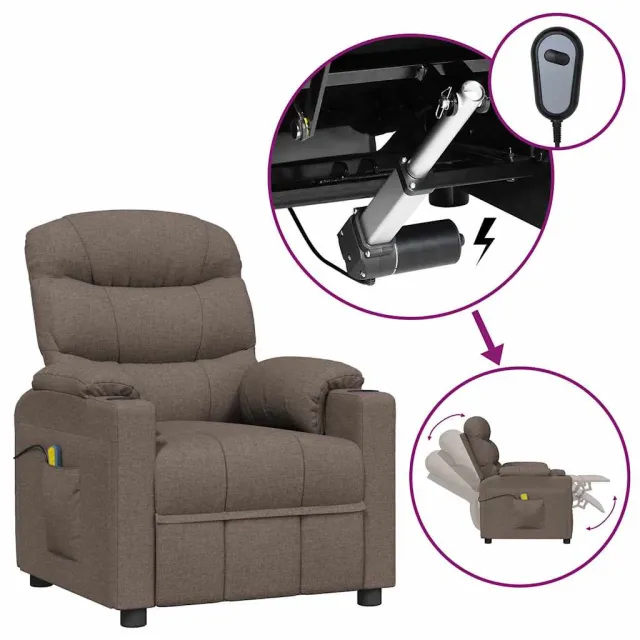 vidaXL Massagestoel elektrisch stof taupe
