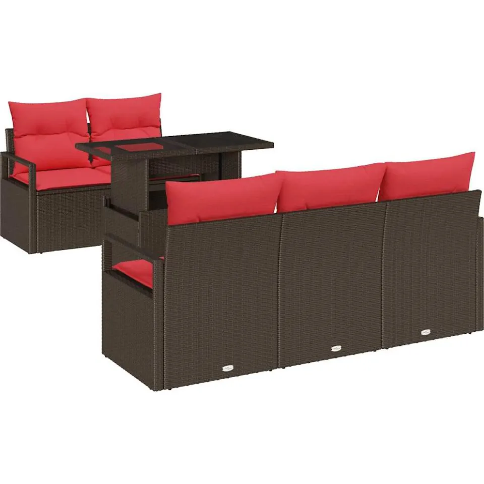 vidaXL Tuin Sofa Set 6 st Bruin Poly riet, foto 4