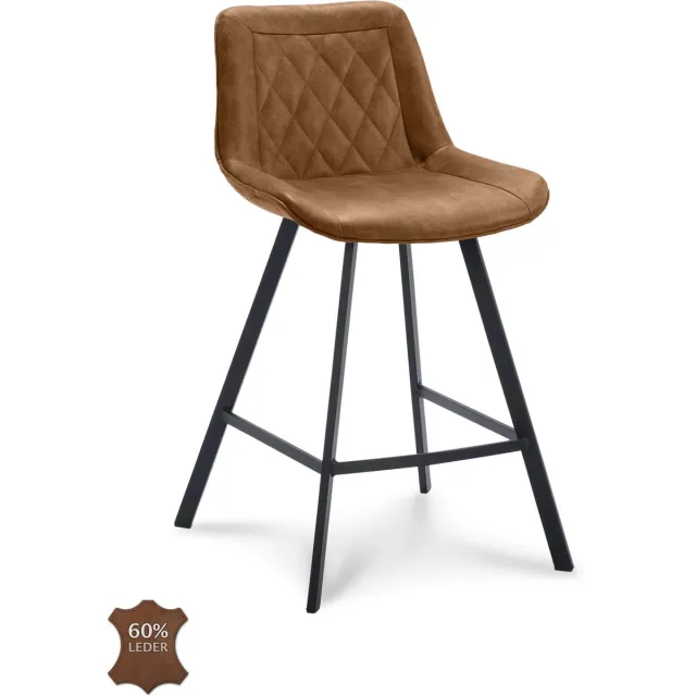 Icon Living Barkruk Jim Zithoogte 65 - Microleder Bull Camel - Poot Zwart