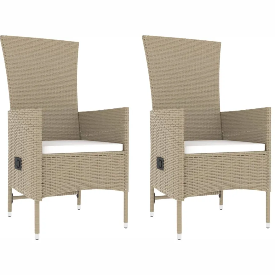 vidaXL 3-delige Loungeset poly rattan en staal beige, foto 3