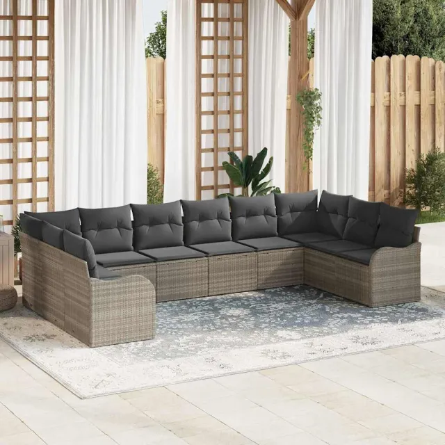 vidaXL Tuin Sofa Set 10 st Lichtgrijs poly rattan