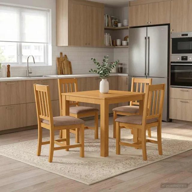 vidaXL Eettafel SNEEK 90 x 90 x 75 cm Massief Eikenhout Naturel