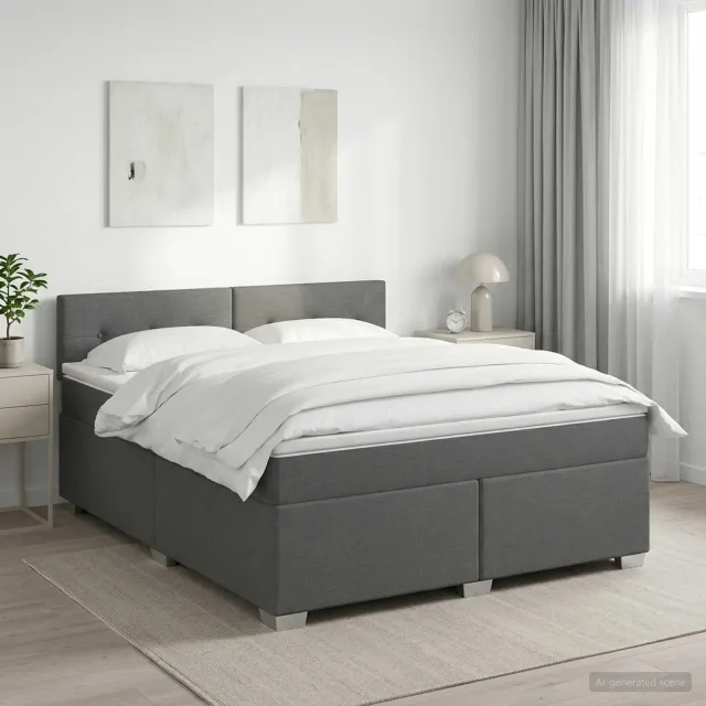 vidaXL Boxspringbed met matras Donkergrijs 160 x 200 cm Stof