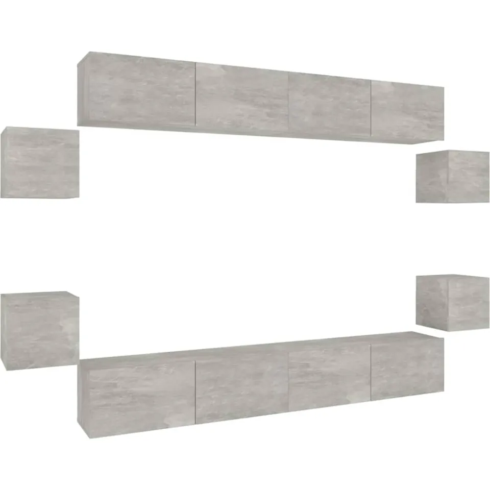 vidaXL 8-delige Tv-meubelset bewerkt hout betongrijs grijs, foto 3