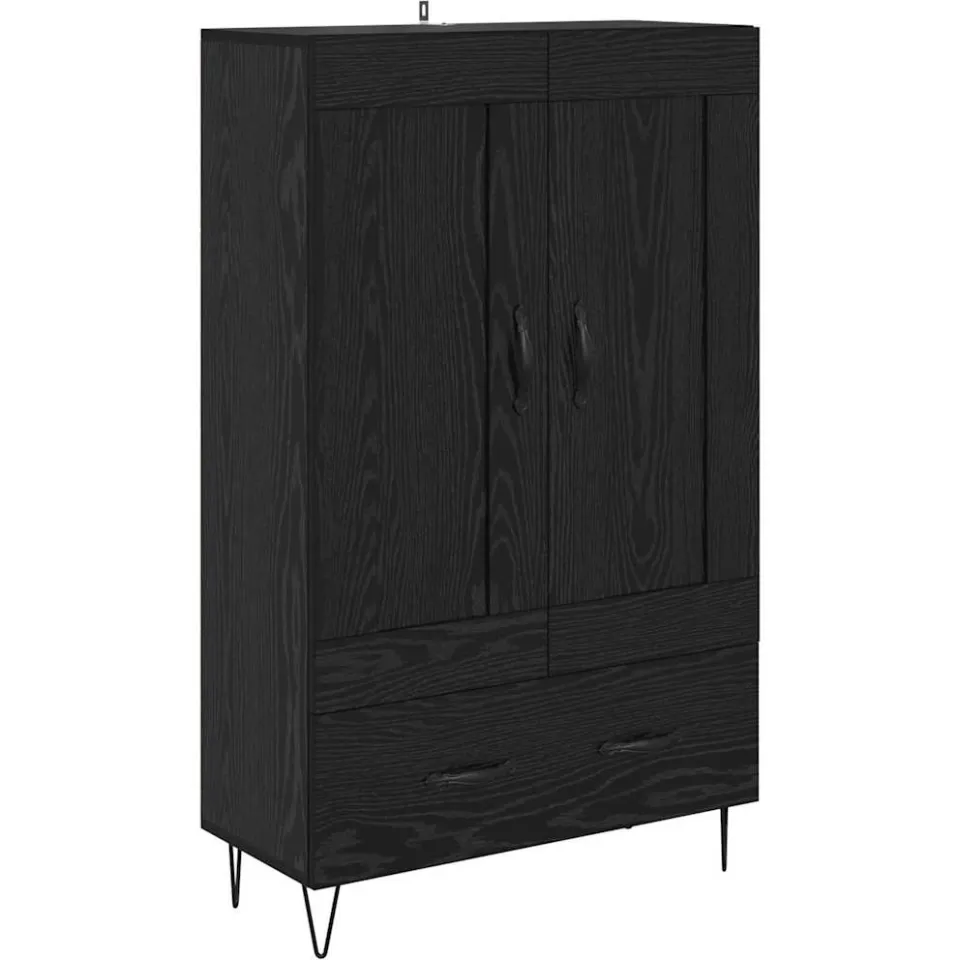 vidaXL Highboard Zwart Eiken 69,5 x 31 x 115 cm Bewerkt hout, foto 3
