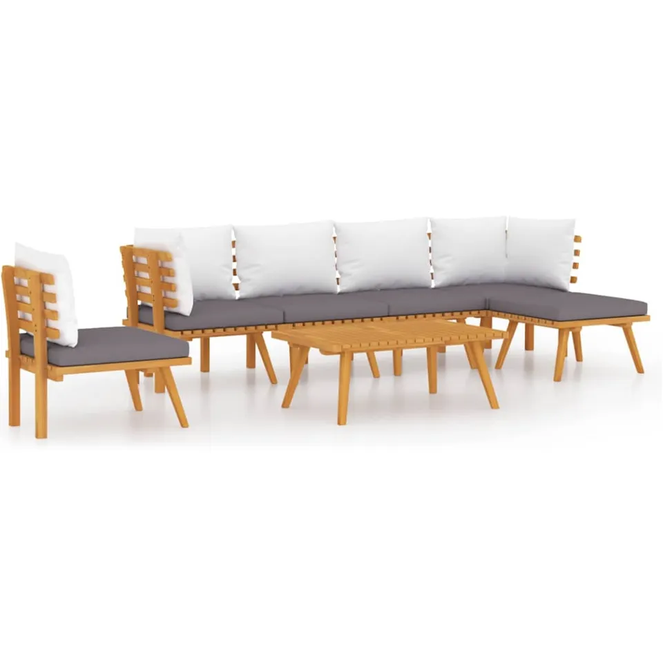 vidaXL 7-delige Loungeset met kussens massief acaciahout bruin, foto 3
