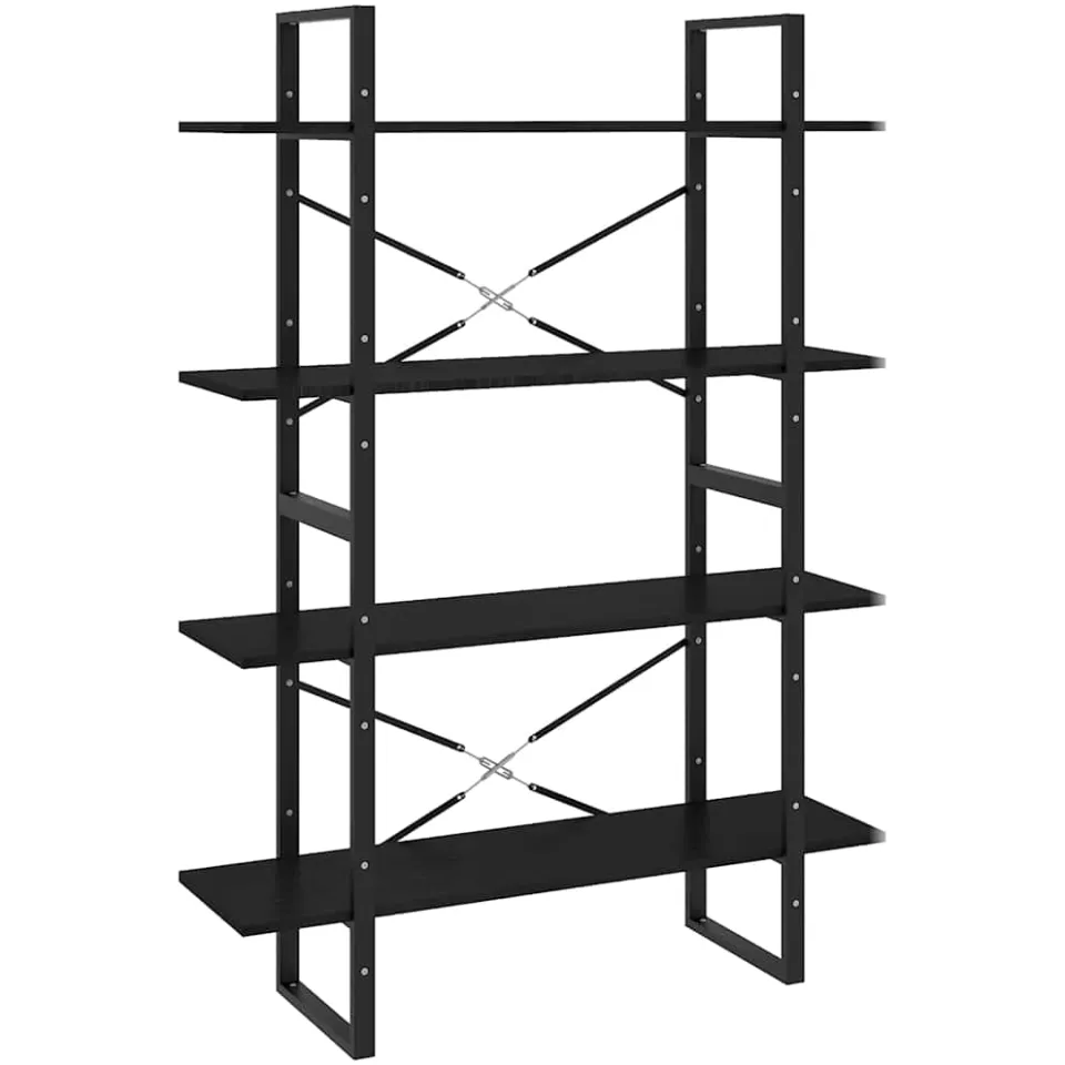 vidaXL Boekenkast met 4 schappen 100x30x140 cm grenenhout zwart