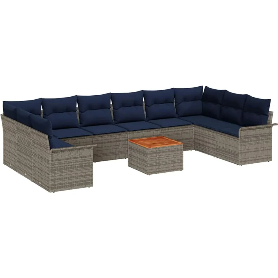 vidaXL Tuinbankenset 11 st Grijs poly rattan