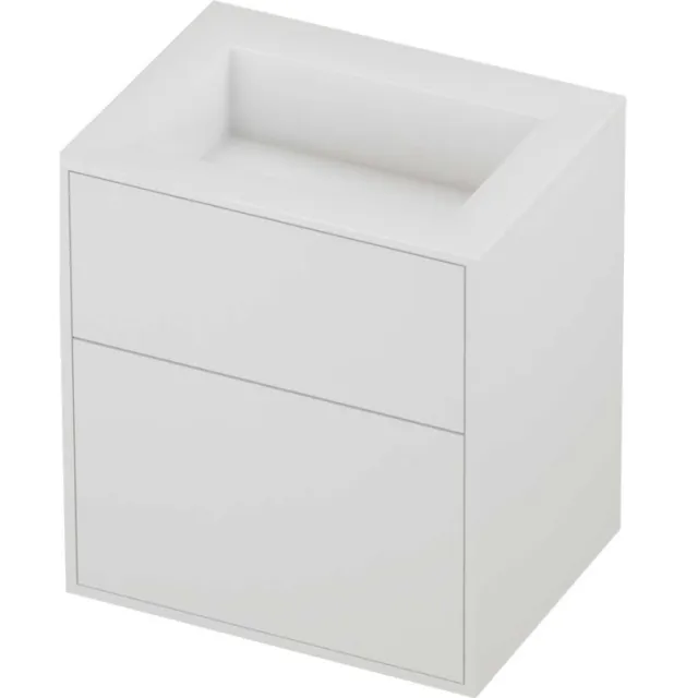 Proline Aristo Badmeubelset Polystone Elegant 2 Laden 60x46x67 cm Glans Wit Mat White Mat Wit