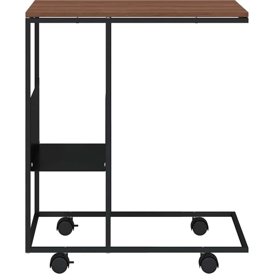 vidaXL Bijzettafel met wieltjes 55x36x63,5 cm bewerkt hout zwart, foto 4