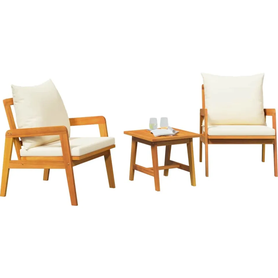 vidaXL Bistroset 3 st Bruin Massief Acaciahout