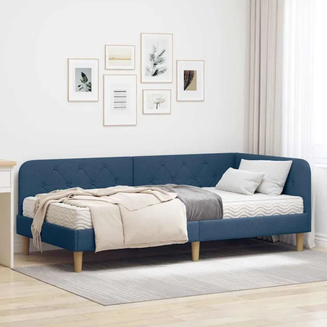 vidaXL Hoekbedframe Blauw 100 x 200 cm Stof