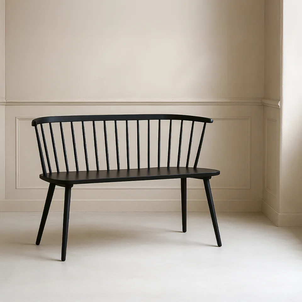 Nest living Yuri houten eetkamerbank zwart - 112 cm, foto 2