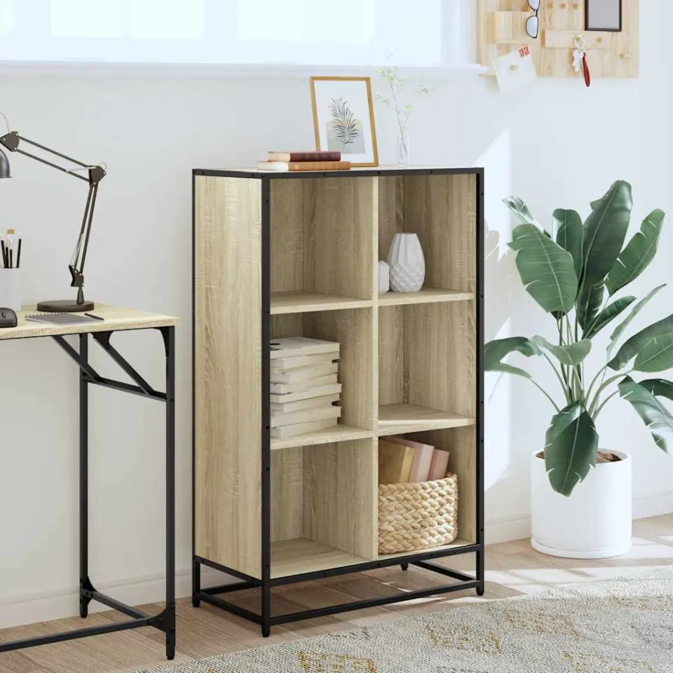 vidaXL Boekenkast 65,5x33x107,5 cm bewerkt hout sonoma eikenkleurig, foto 2
