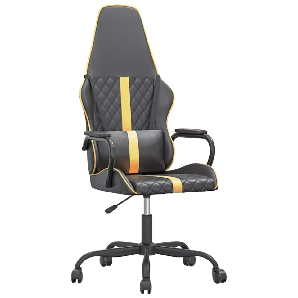 vidaXL Massage gamestoel kunstleer zwart en goudkleurig, foto 3