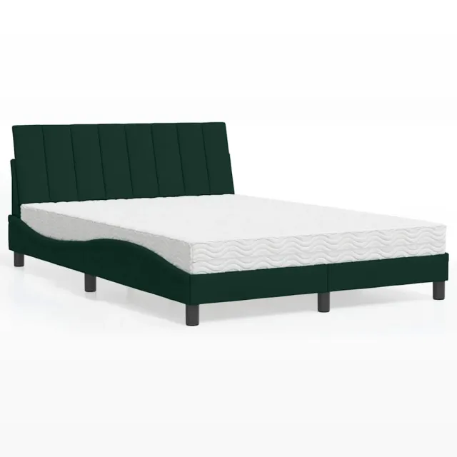 vidaXL Bed met matras "Hanko" fluweel donkergroen 140x200 cm