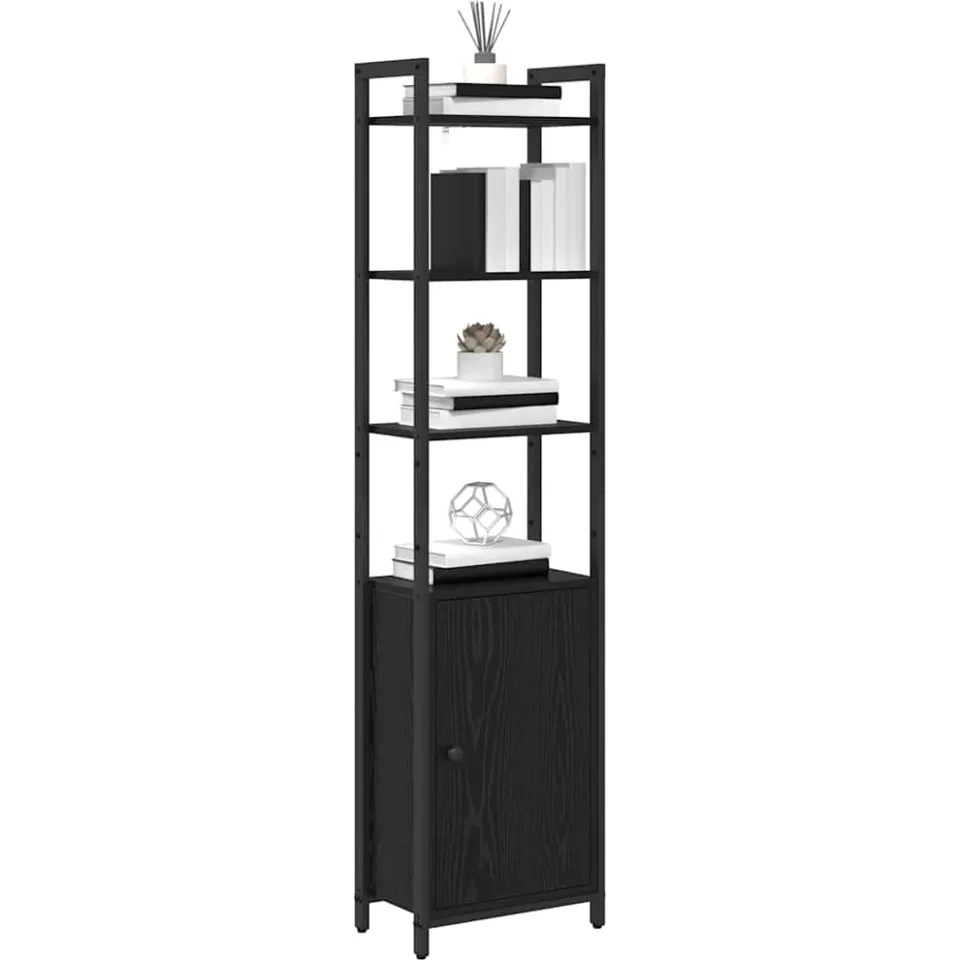 vidaXL Boekenkast 6-laags 40 x 24 x 161 cm Bewerkt hout Zwart Eiken