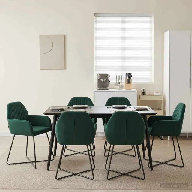 vidaXL Eettafelstoelen 6 st fluweel Donkergroen 55 x 50 x 84 cm