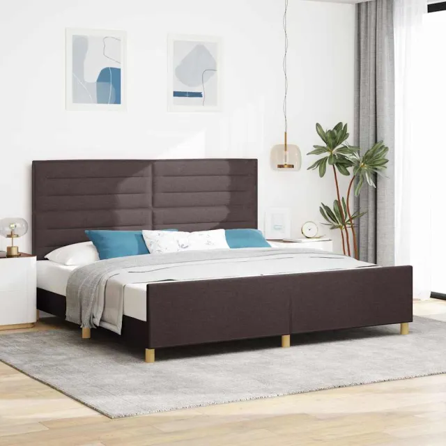 vidaXL Bedframe met hoofdeinde Donkerbruin 200 x 200 cm Stof