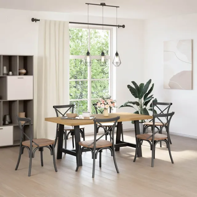 vidaXL Eettafel NOAIN A-vormige poten 180x90x75 cm massief hout Bruin