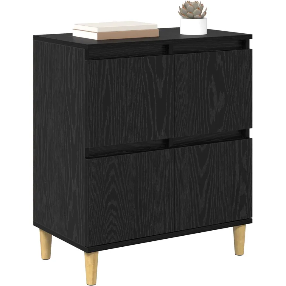 vidaXL Dressoir Zwart Eiken 60 x 35 x 70 cm Bewerkt hout