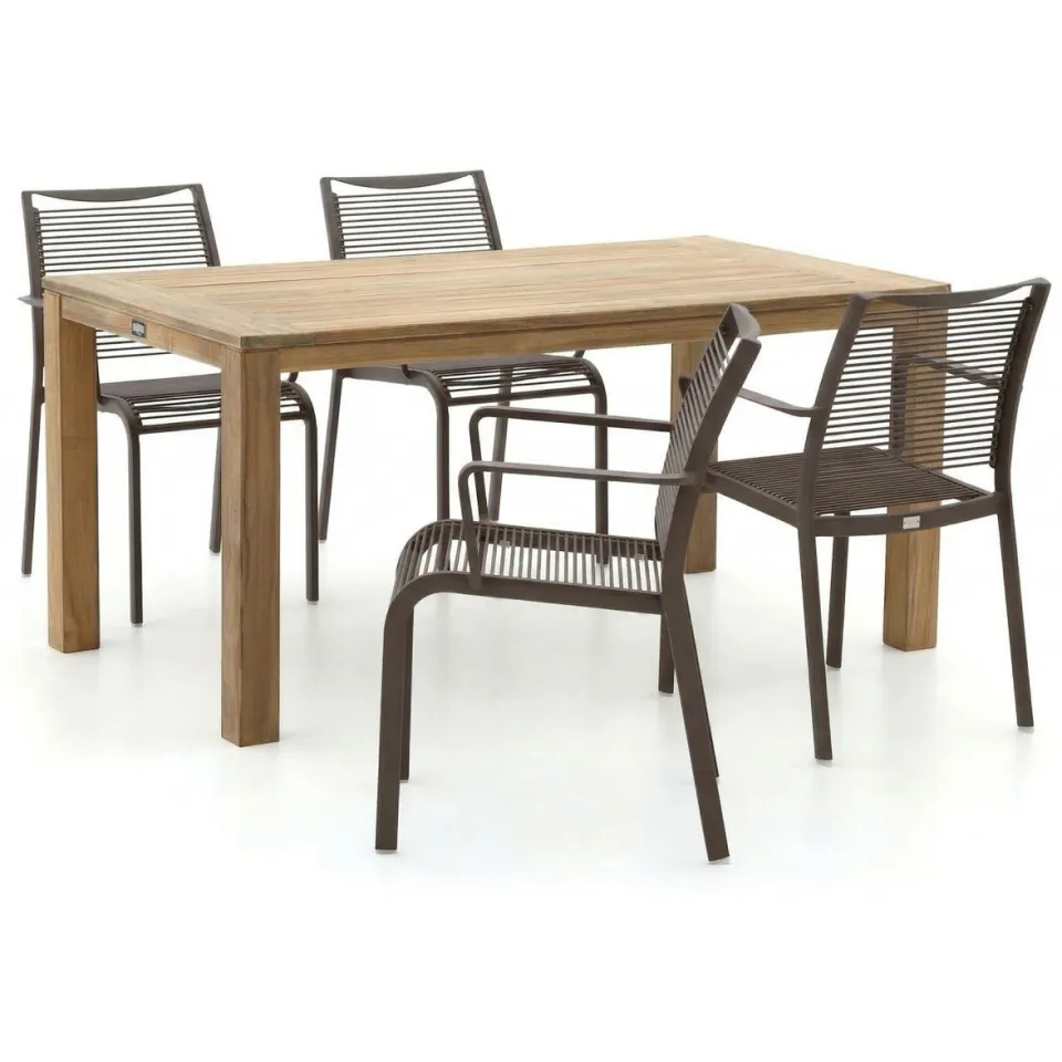 Apple Bee Hawaii/ROUGH-S 160cm dining tuinset 5-delig stapelbaar bruin, foto 5