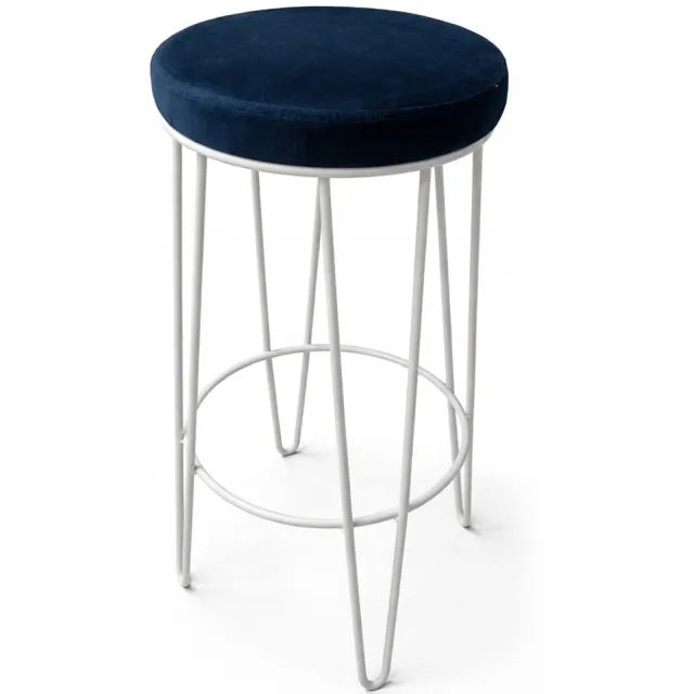 Bias Hoge kruk 75 cm kasjmier loft donkerblauw gestoffeerd
