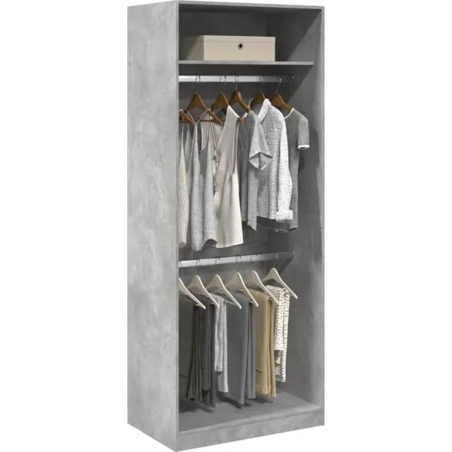 vidaXL Kledingkast 80x50x200 cm bewerkt hout betongrijs