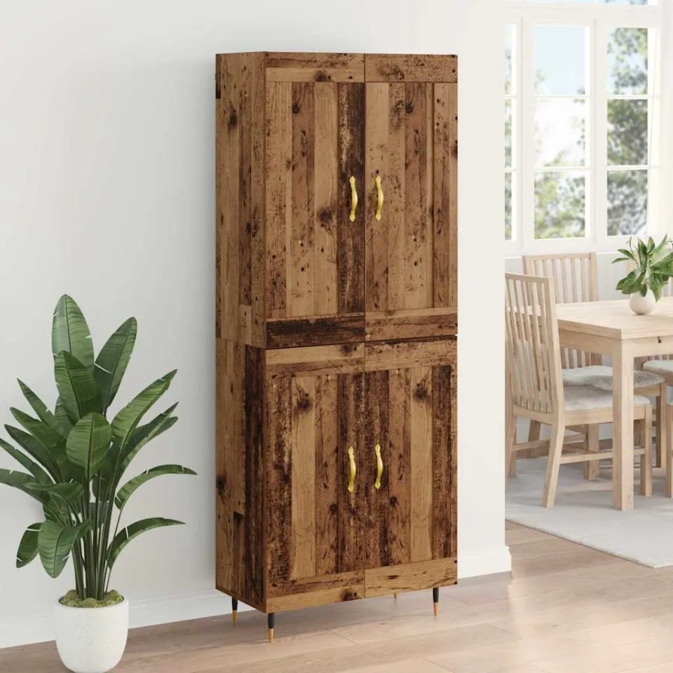 vidaXL Highboard Oud Hout 69,5 x 34 x 90 cm Bewerkt hout bruin, foto 4