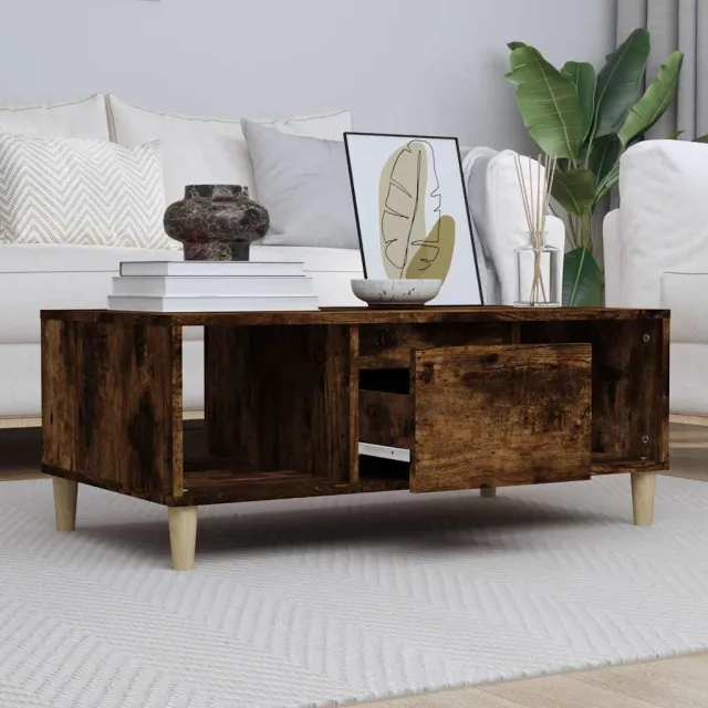 vidaXL Salontafel 90x50x36,5 cm bewerkt hout gerookt eikenkleurig Bruin