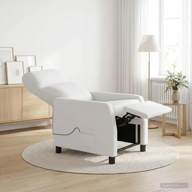 vidaXL Massage Recliner Wit Kunstleer