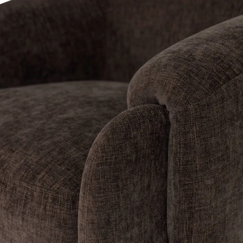 WOOOD Moru Fauteuil - Chenille - Donkerbruin - 83x90x71, foto 5