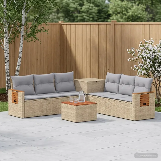 vidaXL Bankstel 8 st Beige en Licht Grijs 55 x 55 x 37 cm