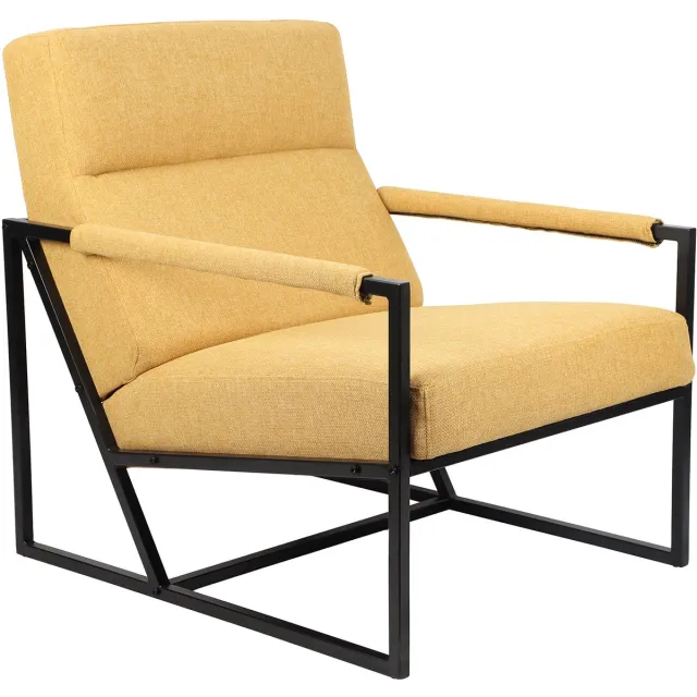 SVITA CHRIS fauteuil - lounge stoel cocktail stoel gestoffeerde stoel binnen met armleuning comfortabel modern vintage woonkamer slaapkamer kantoor mosterdgeel