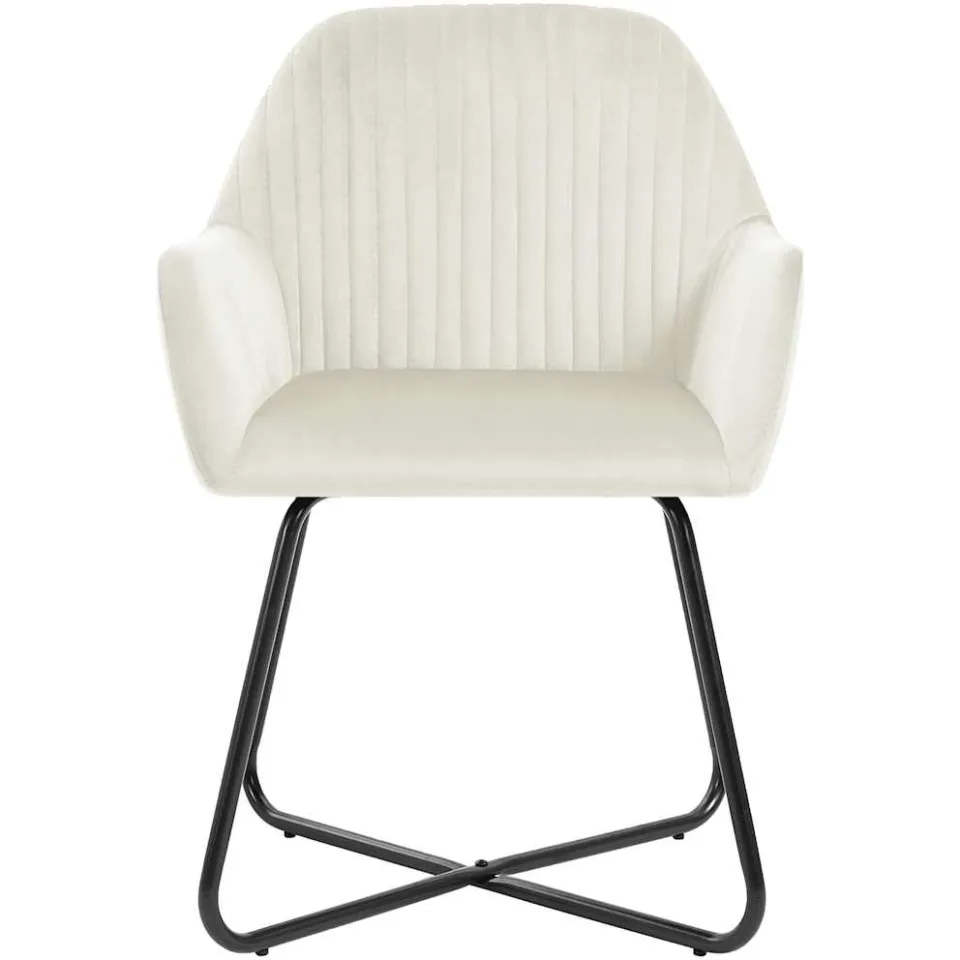 vidaXL Eetkamerstoelen 6 st fluweel crèmekleurig, foto 3