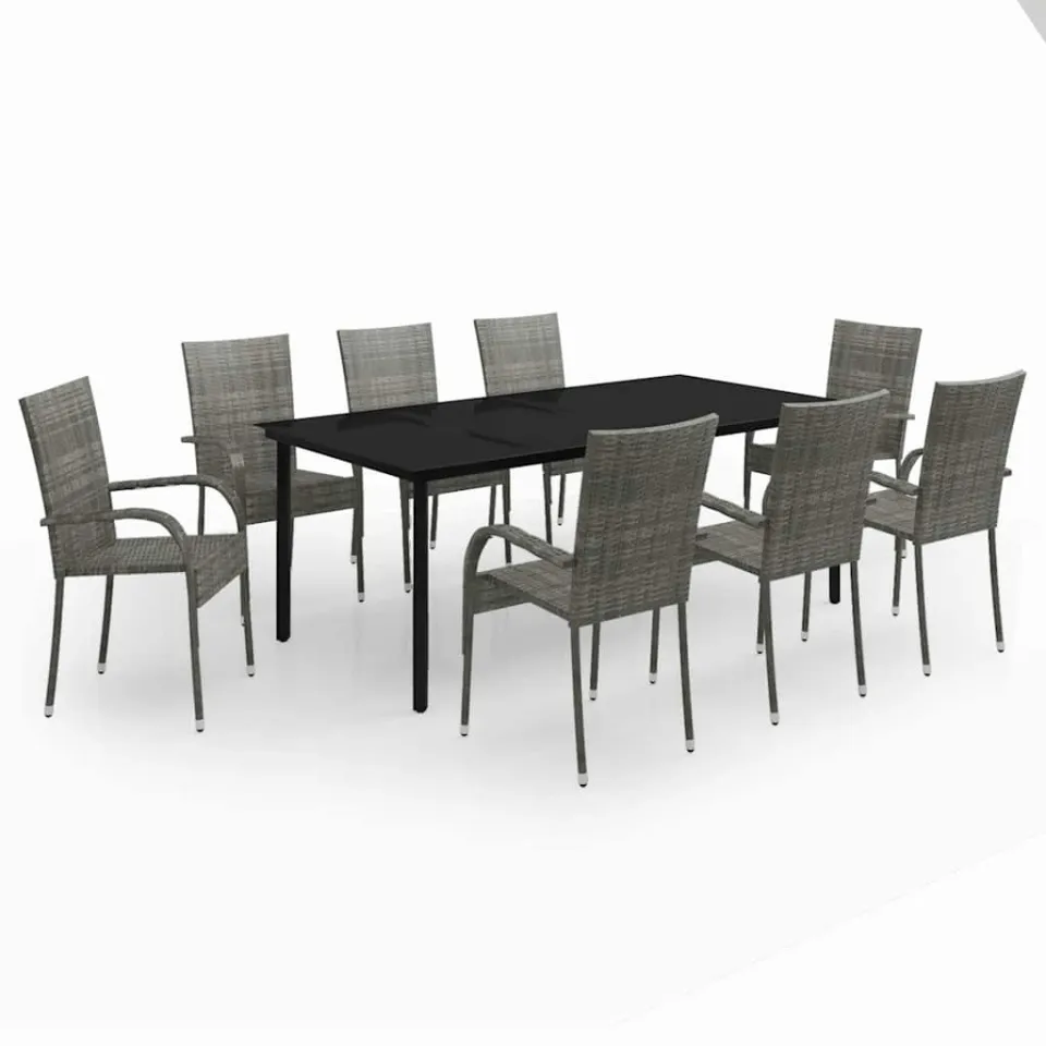 vidaXL 9-delige Tuinset grijs en zwart, foto 3