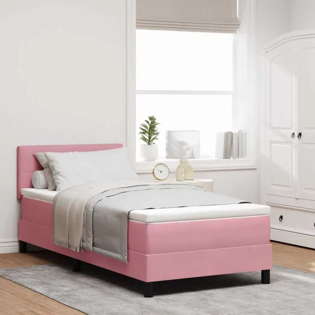 vidaXL LED Box Spring Bed met hoofdeinde Roze 90 x 200 cm Fluweel