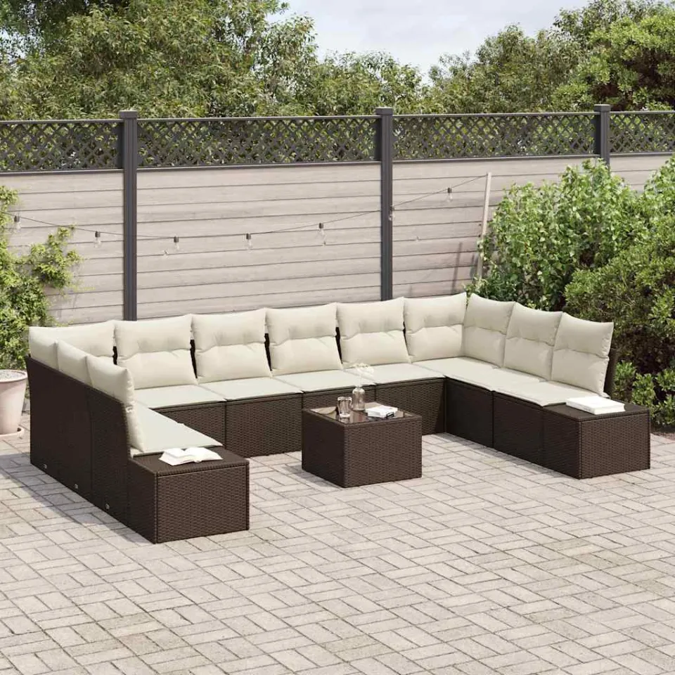 vidaXL Tuin Sofa Set 11 st Bruin poly rattan, foto 3
