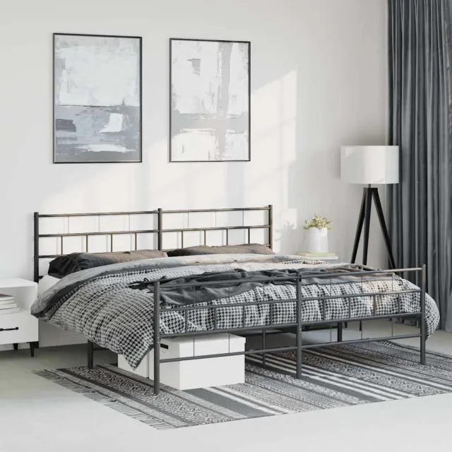vidaXL Bedframe met hoofd- en voeteneinde metaal zwart 183x213 cm